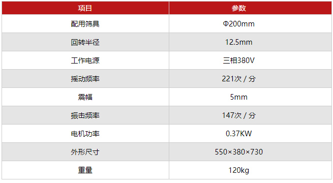DZJ-200顶击式振筛机技术参数